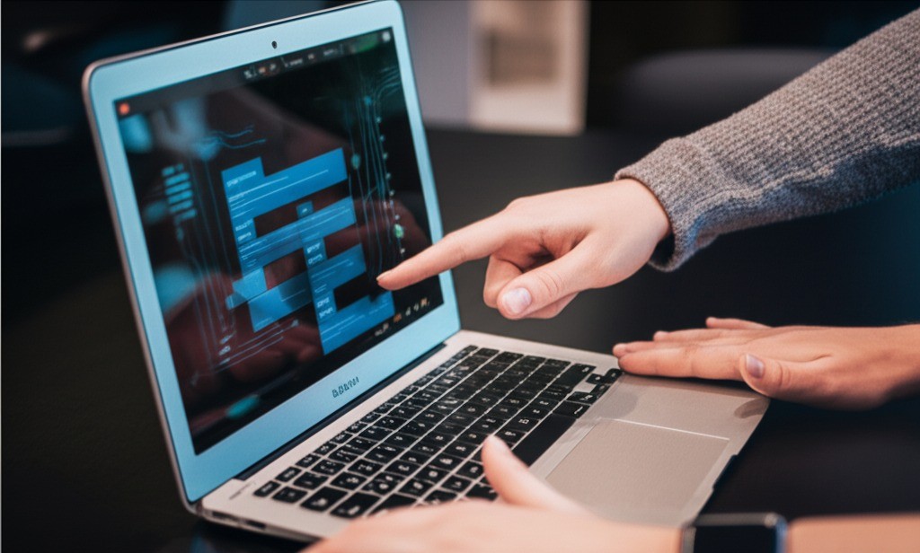 Close-up of hands typing on a laptop with a fitness tracker, showcasing the modern remote work lifestyle that thrives in Morocco's coworking spaces, where technology meets flexibility and work-life balance