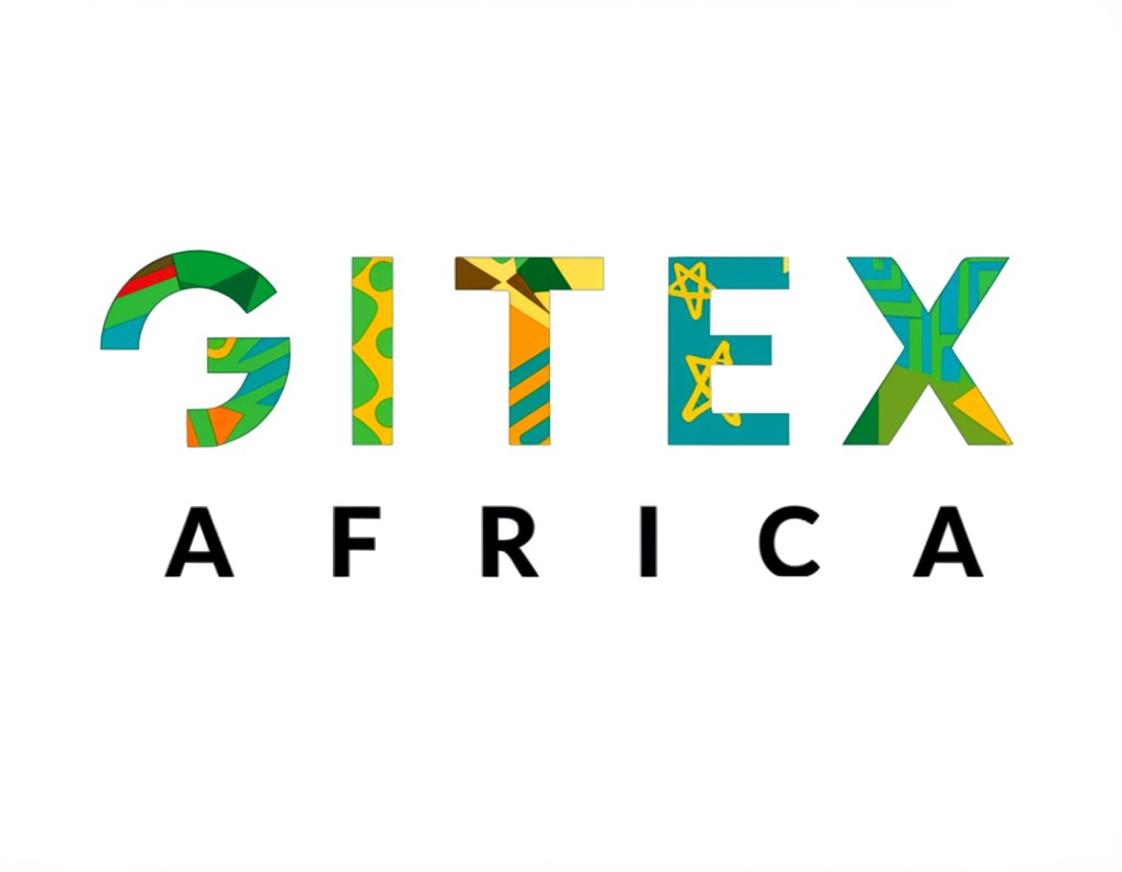 A prominent logo for GITEX Africa, featuring the word "GITEX" in bold, capital letters, each filled with a unique, vibrant pattern in shades of green, yellow, orange, and blue. Below "GITEX," the word "AFRICA" is written in clear, black uppercase letters, all set on a stark white background.