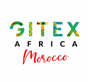 Logo for GITEX Africa Morocco, featuring the word "GITEX" in colorful, patterned letters (green, yellow, orange, blue, green), "AFRICA" in black uppercase letters below it, and "Morocco" in red, cursive script at the bottom, all on a clean white background