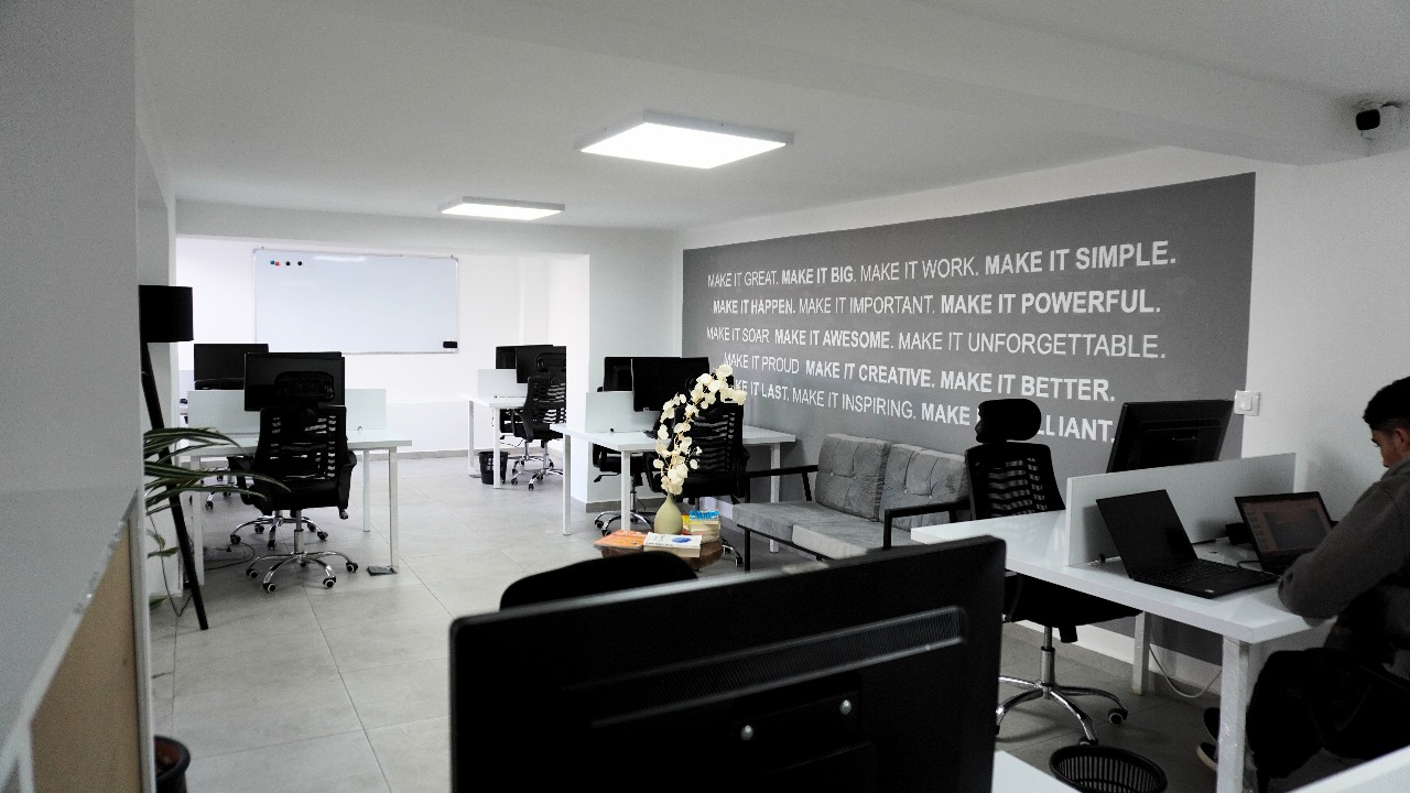 Members working in the AI Hub open space