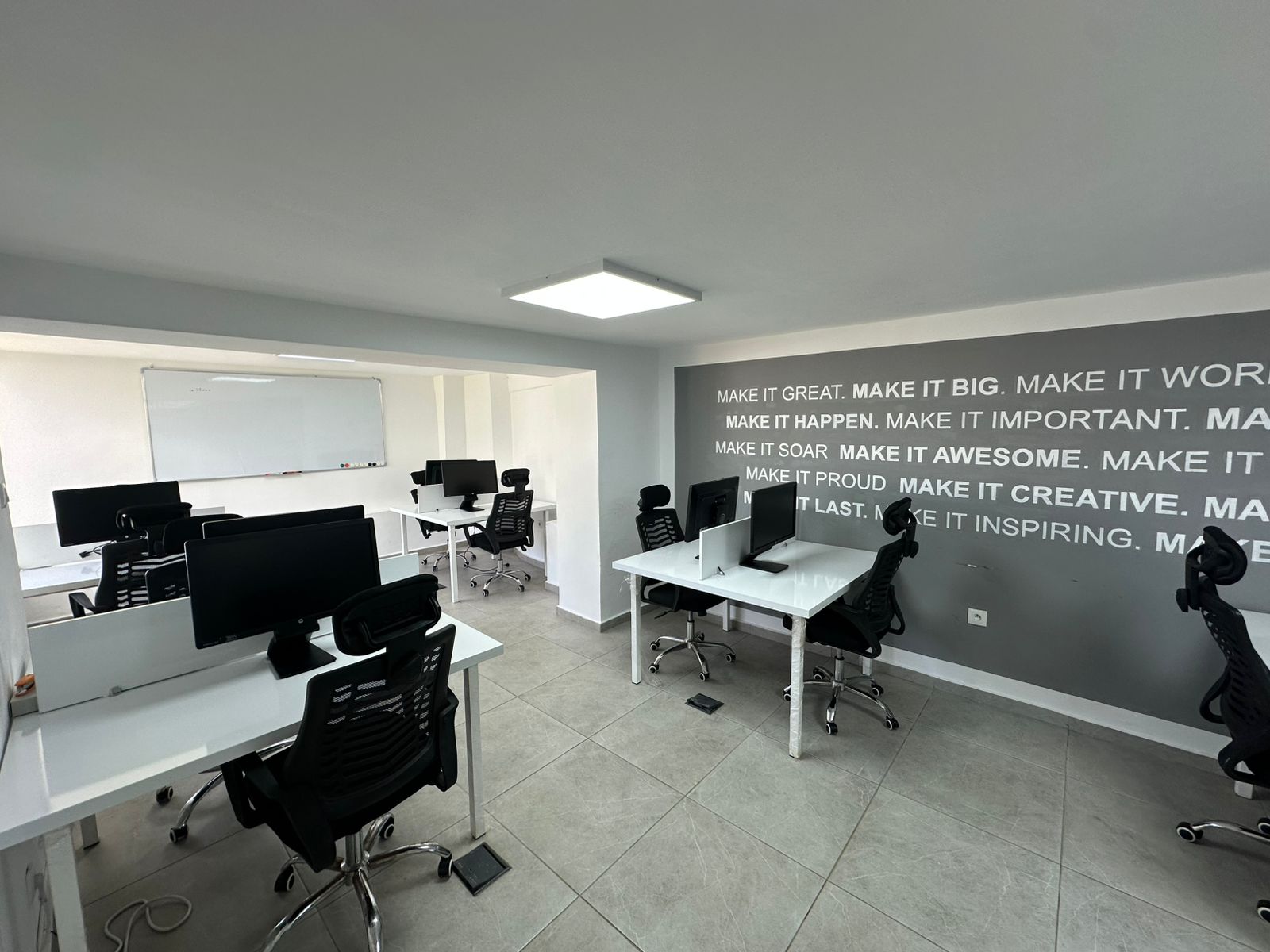 Collaborative desk area in the open space